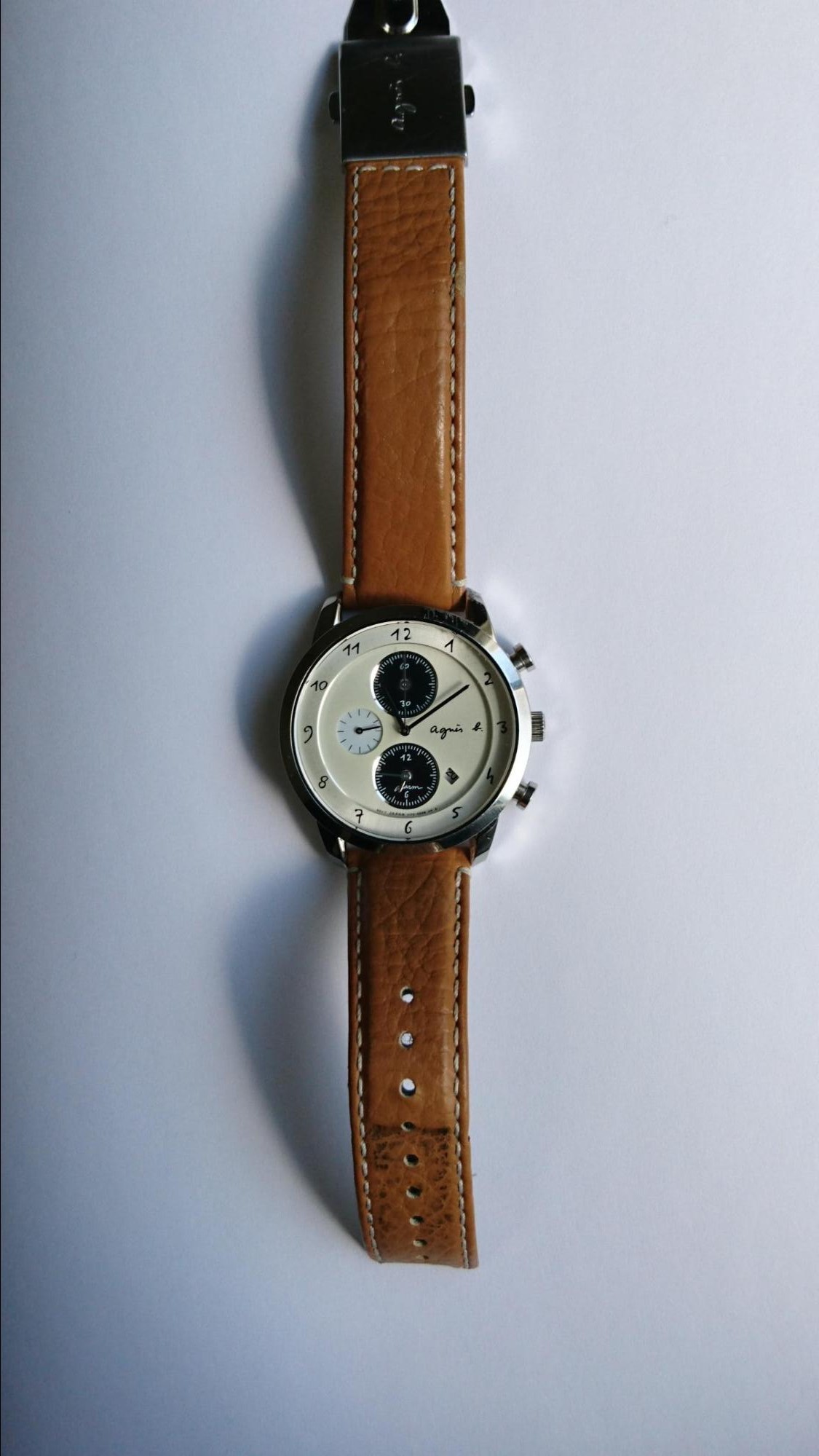 希少】ベルサーチ アイアコス レザー メンズ 腕時計 44mm (VERSACE
